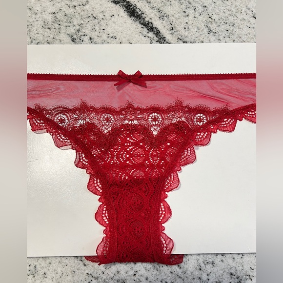 NWT Vintage Victoria’s Secret Sexy Angels Sheer Red Cheekini Panties VS medium m - Picture 5 of 5